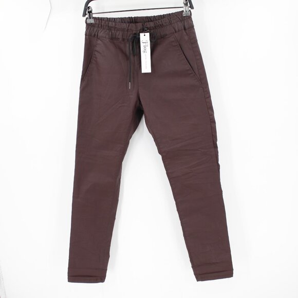 NWT Bevy Flog Pants Women's 26 Shely Elastic Waist Drawstring coated Stretch - Picture 1 of 15